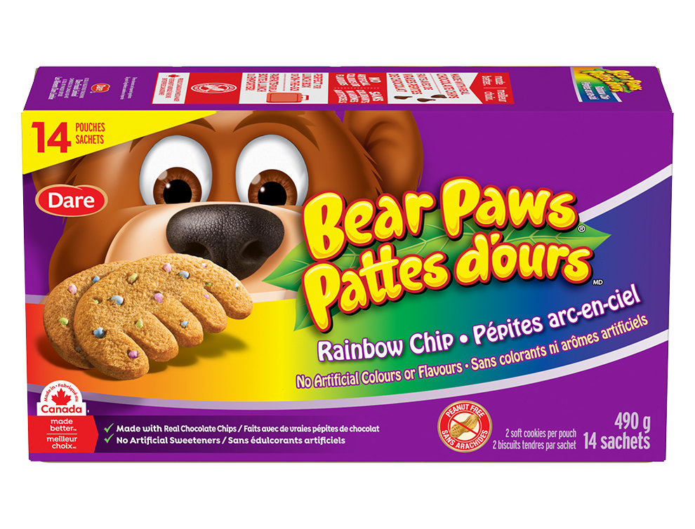 Package for Bear Paws Rainbow Chip Cookies