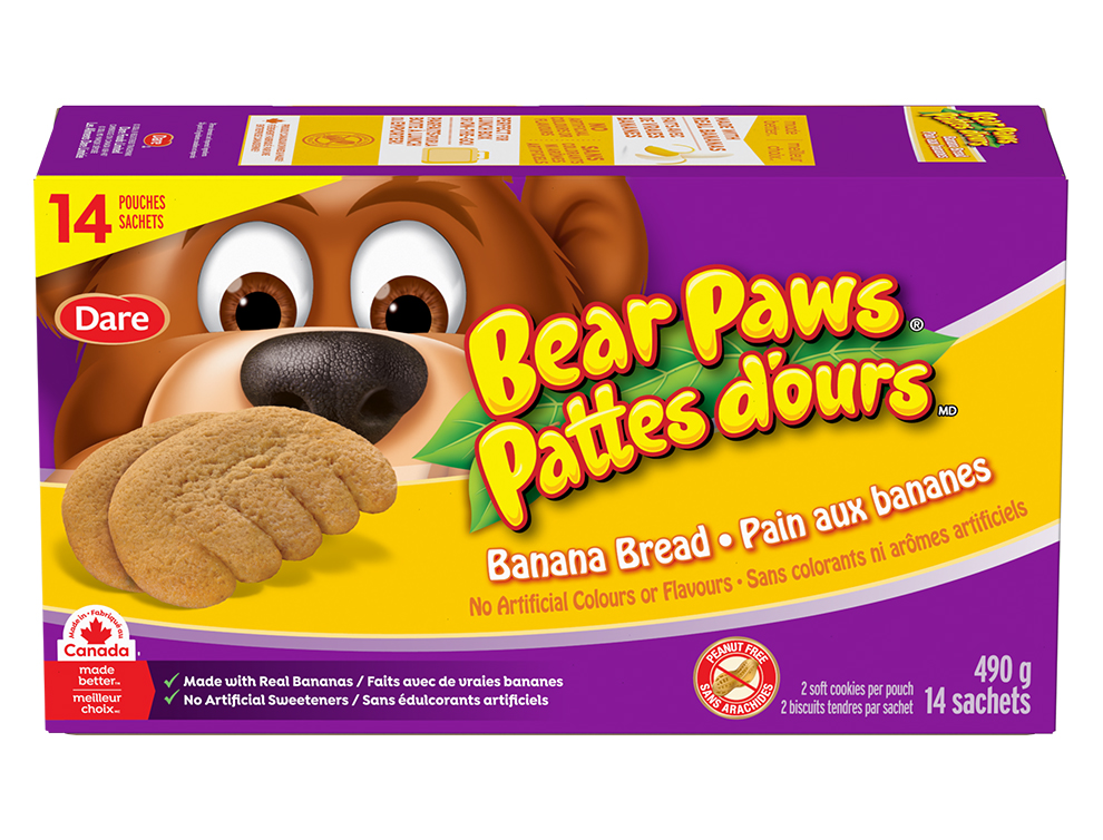 Package for Bear Paws Banana Bread Cookies