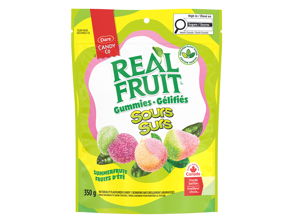 Package for Dare REALFRUIT Sours Summerfruit Burst Gummies